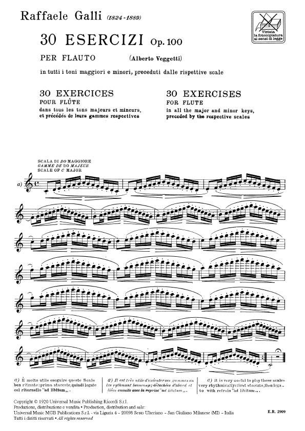 30 Esercizi Op. 100 - Preceduti Dalle Rispettive Scale - cvičení pro příčnou flétnu